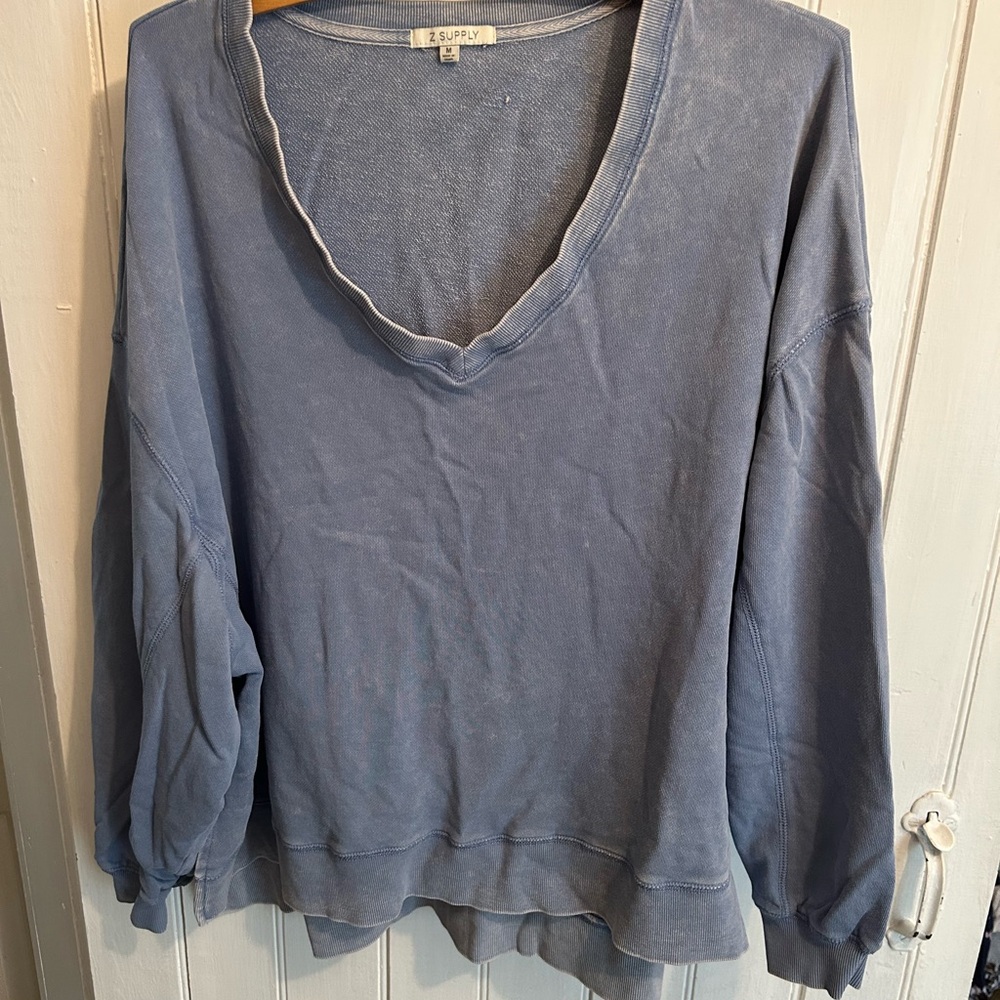 Z Supply Women's V-Neck Pullover Sweater in Dusty Blue